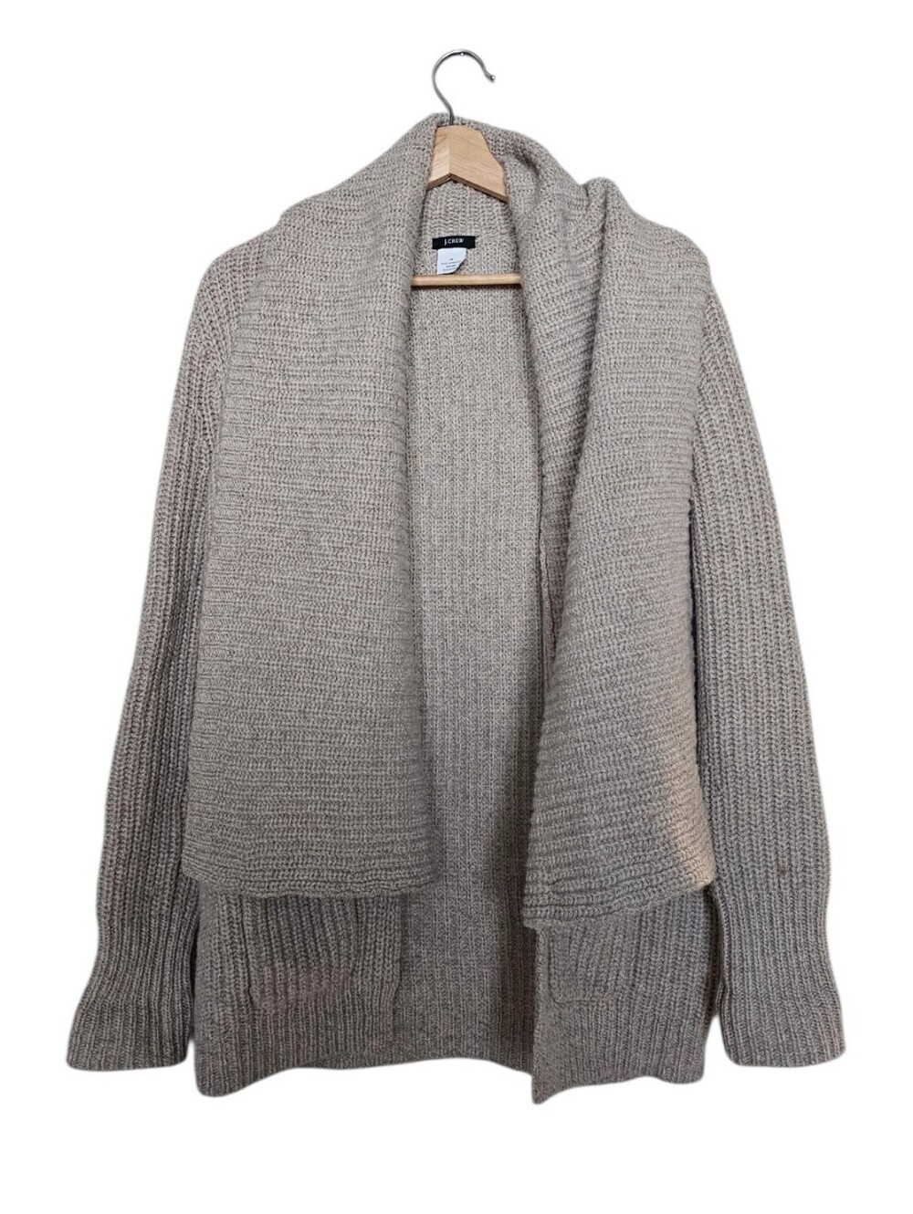 J.crew 100% Wool Open-Front Chunky Shawl Collar Cardigan Sweater